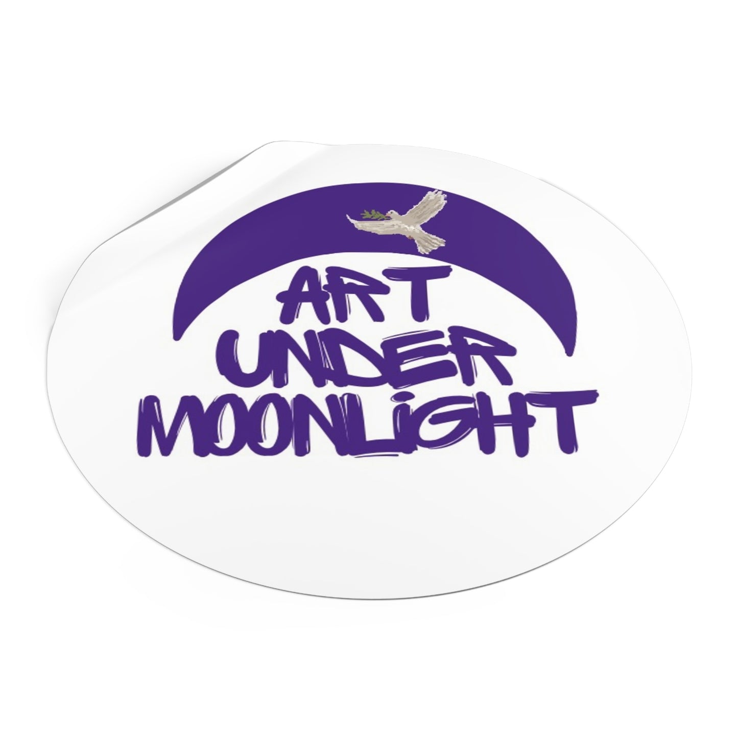 Round Vinyl Brand Stickers - art under moonlight