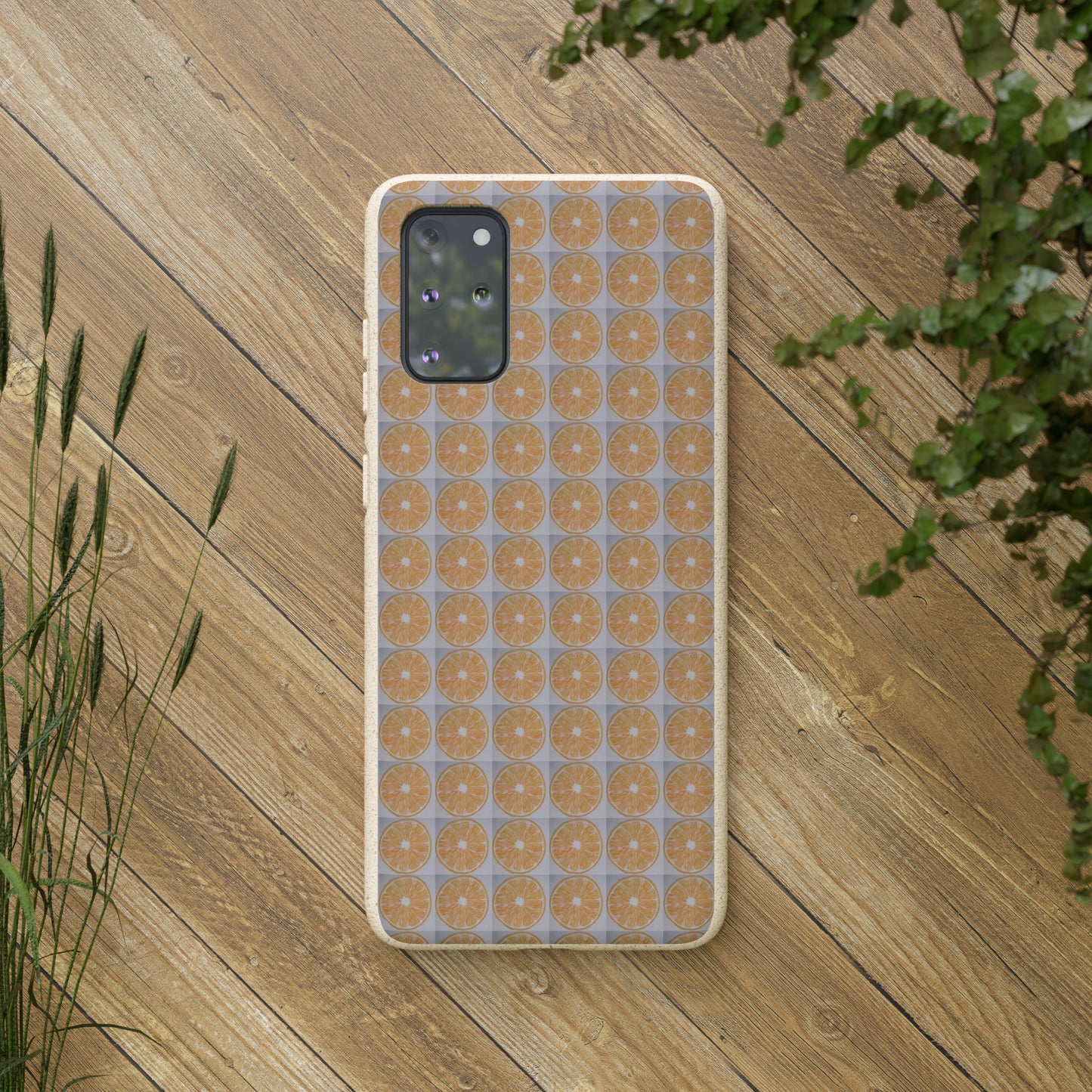Biodegradable Phone Case Printed with Orange Drawing - art under moonlight