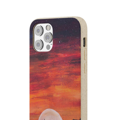 Biodegradable Phone Case Printed with "Setting Sun, Rising Moon" - art under moonlight