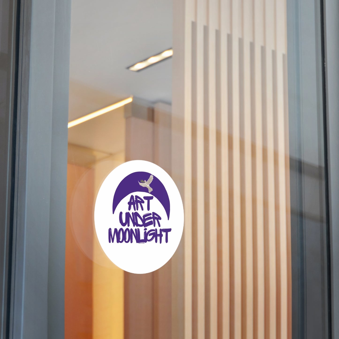 Round Vinyl Brand Stickers - art under moonlight