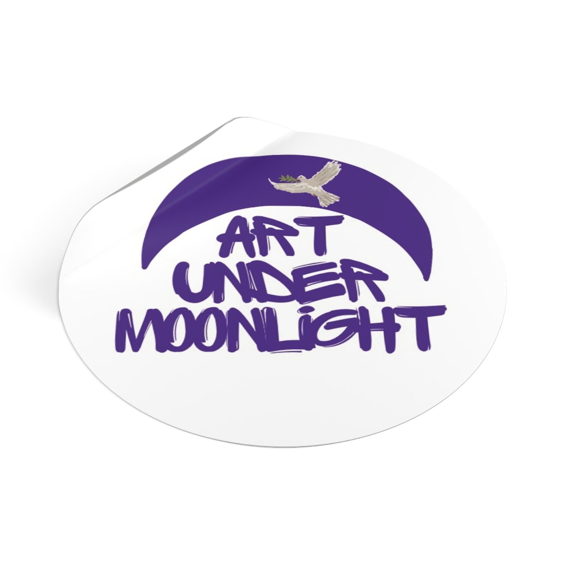 Round Vinyl Brand Stickers - art under moonlight
