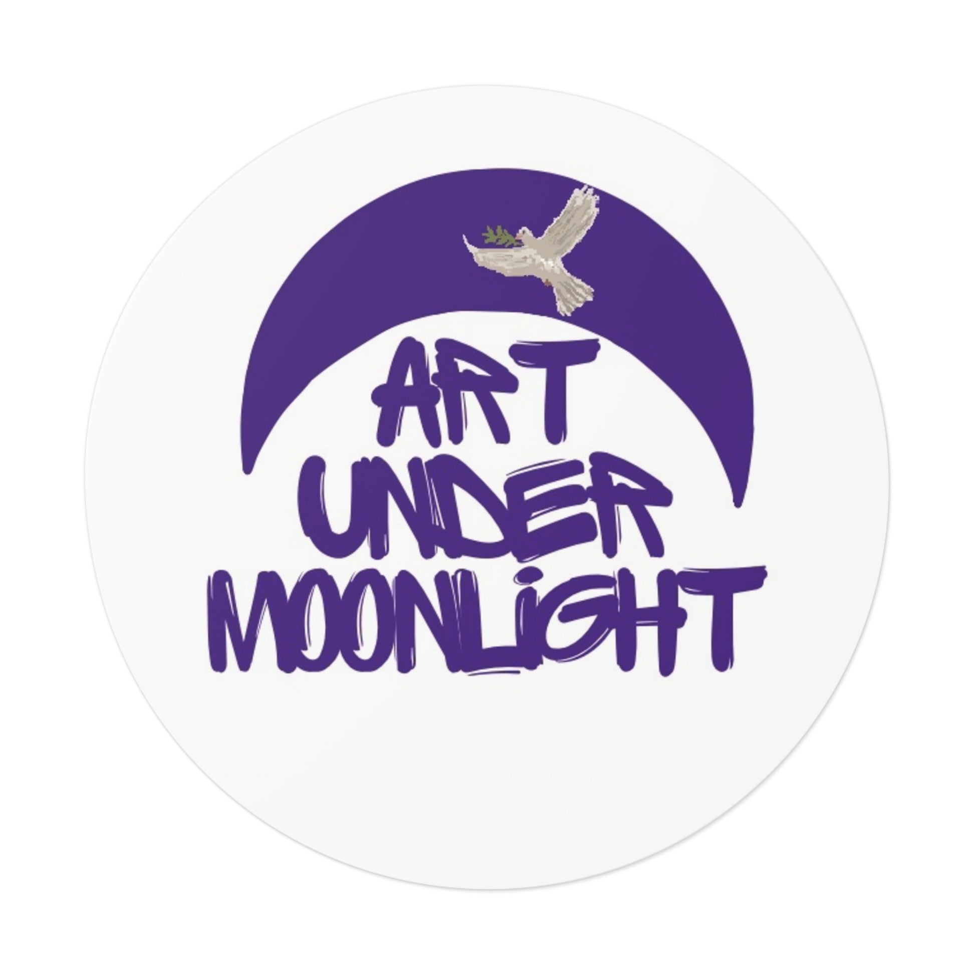 Round Vinyl Brand Stickers - art under moonlight